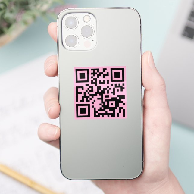 Your QR Code on Light Pink Sticker (Phone)