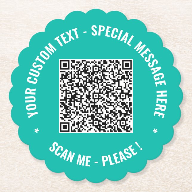 Your QR Code Paper Coaster Custom Text and Colors (Front)
