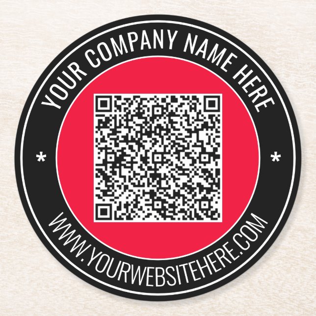 Your QR Code Paper Coaster Custom Text and Colors (Front)