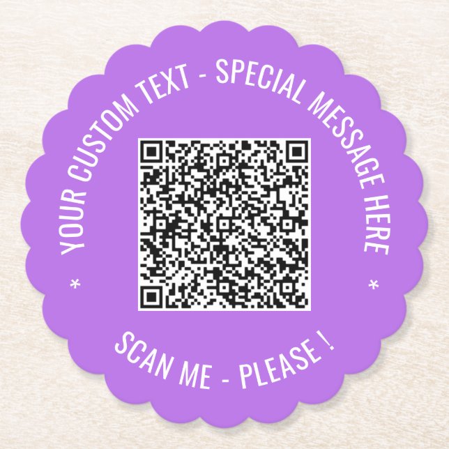 Your QR Code Paper Coaster Template Custom Text (Front)
