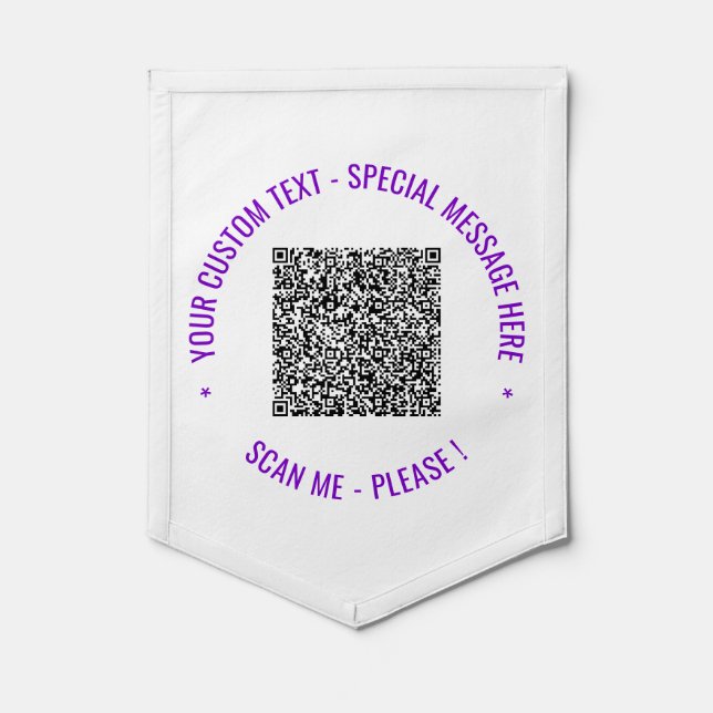 Your QR Code Pennant Custom Text and Colors (Front)