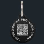 Your QR Code Pet ID Tag Template Custom Text Name<br><div class="desc">Custom Colors and Font - Design Your Own Personalized Pet ID Tag Example with Your Personalized QR Code Scan Info and Custom Text Professional Modern Design Pet ID Tags - Add Your QR Code - Image or Logo - Photo / Name - Text - E-mail or Phone - Contact Information...</div>
