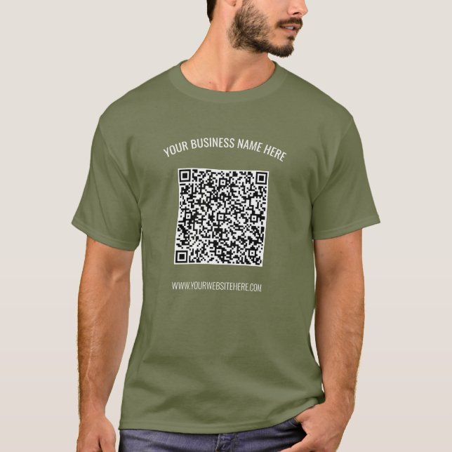 Your QR Code Scan and Custom Text Business T-Shirt (Front)