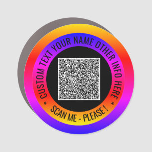 Your QR Code Scan and Custom Text Car Magnet