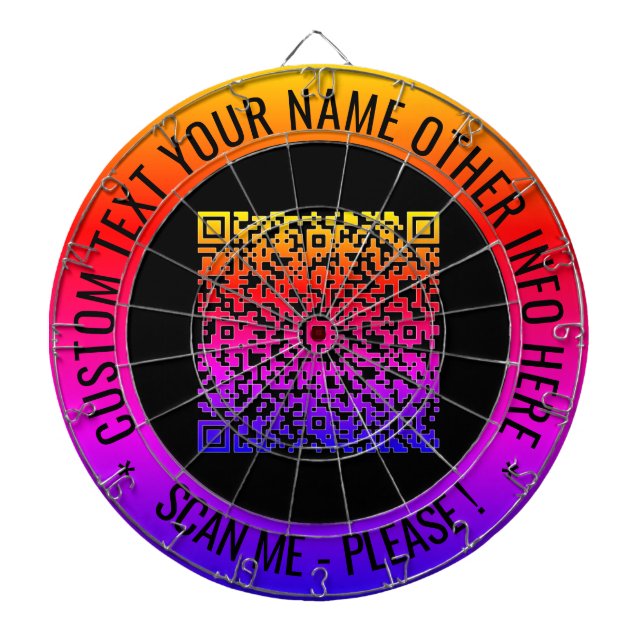 Your QR Code Scan and Custom Text Dart Board (Front)