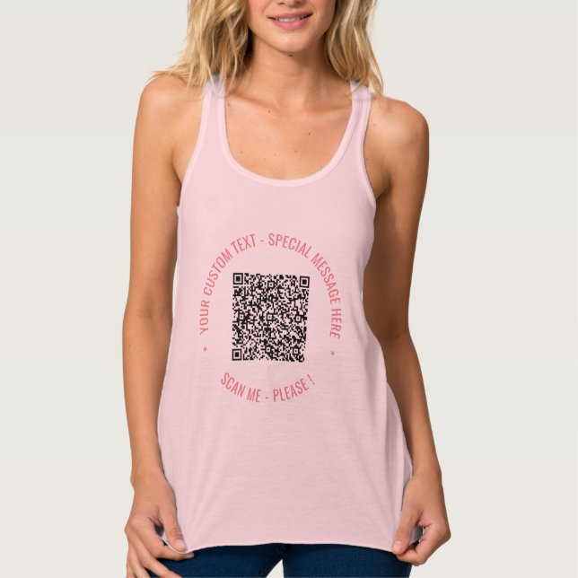 Your QR Code Scan and Custom Text Funny Tank Top (Front)
