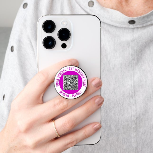 Your QR Code Scan and Custom Text PopSocket (Hand)