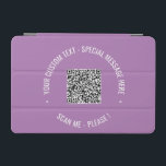 Your QR Code Scan Custom Text and Color iPad Cover<br><div class="desc">Custom Colors and Fonts - Personalized iPad Air Covers with Your QR Code Scan Info Custom Text and Colors Promotional Business or Personal Modern iPad Cover Gift - Add Your QR Code - Image or Logo - photo / Text - Name or other info - Resize and Move or Remove...</div>