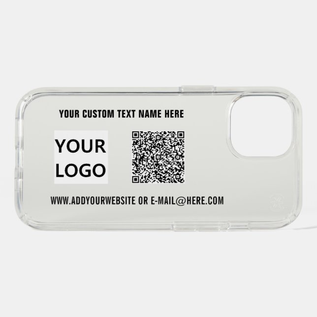 Your QR Code Scan Custom Text and Logo iPhone Case (Horz)