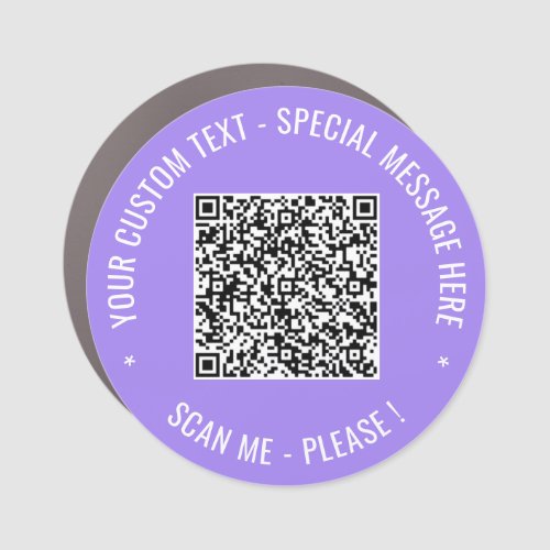 Your QR Code Scan Custom Text Car Magnet