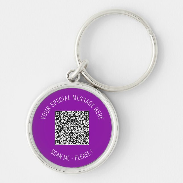 Your QR Code Scan Custom Text Funny Keychain Gift (Front)