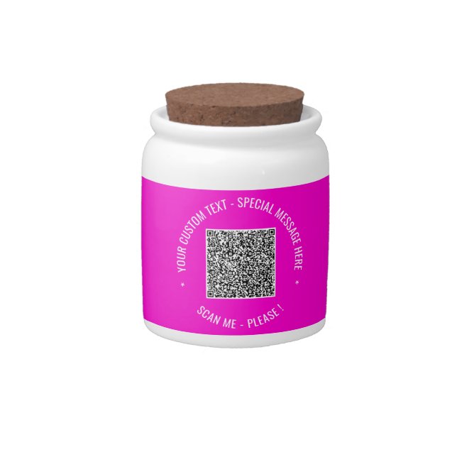 Your QR Code Scan Custom Text Gift Candy Jar (Front)