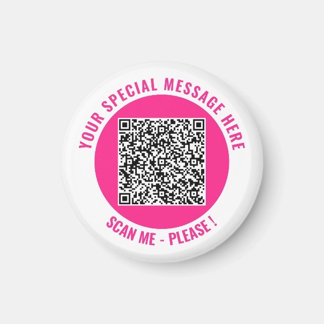 Your QR Code Scan Custom Text Magnet Choose Colors (Front)