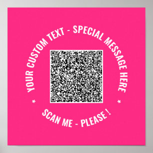 Your QR Code Scan Custom Text Poster Choose Colors