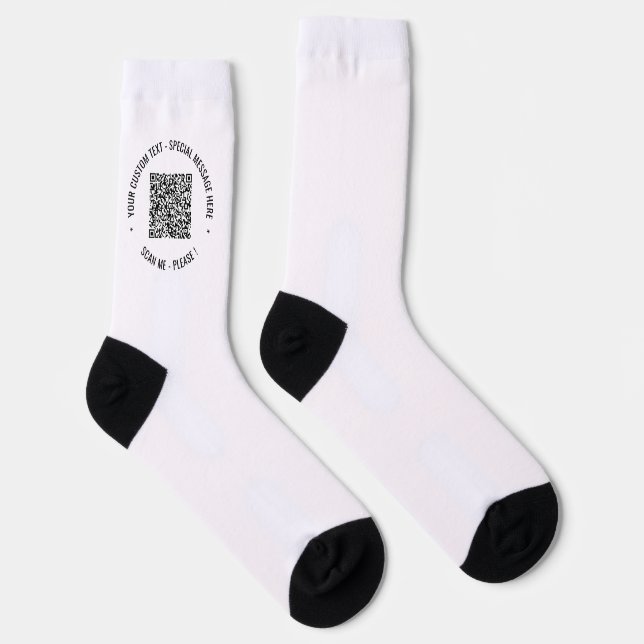 Your QR Code Scan Custom Text Socks Choose Colors (Right)
