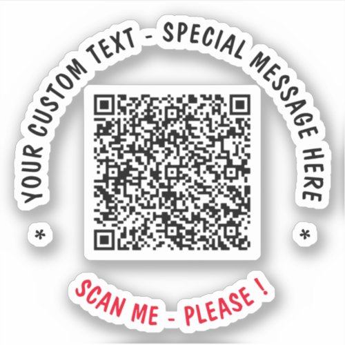 Your QR Code Scan Custom Text Sticker Choose Color