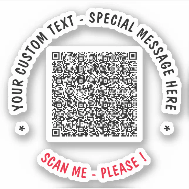 Your QR Code Scan Custom Text Sticker Choose Color | Zazzle