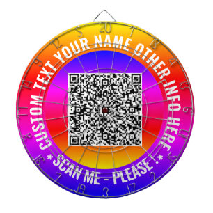 Your QR Code Scan Info and Custom Text Dart Board