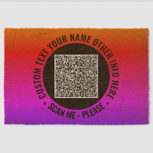 Your QR Code Scan Info and Custom Text Doormat Fiber Doormat