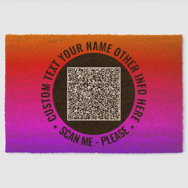 Your QR Code Scan Info and Custom Text Doormat Fiber Doormat (Front)