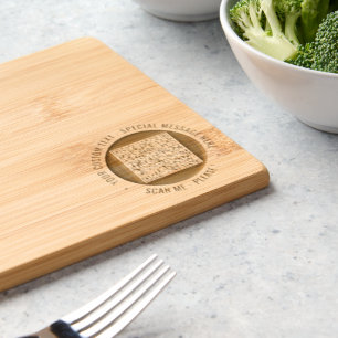 Your QR Code Scan Info and Custom Text Engraved Cutting Board