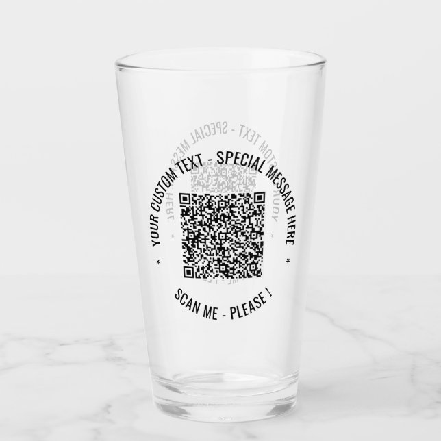 Your QR Code Scan Info and Custom Text Glass (Front)