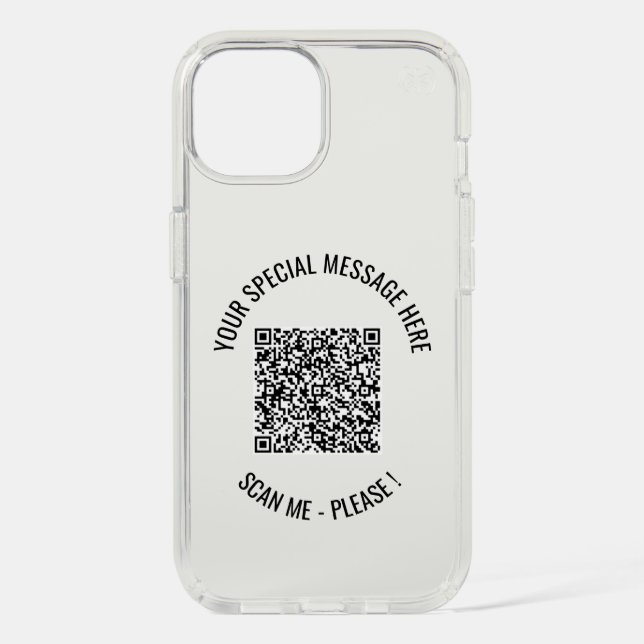 Your QR Code Scan Info and Custom Text iPhone Case (Front)
