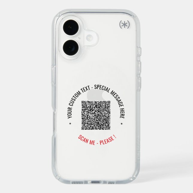 Your QR Code Scan Info and Custom Text iPhone Case (Front)