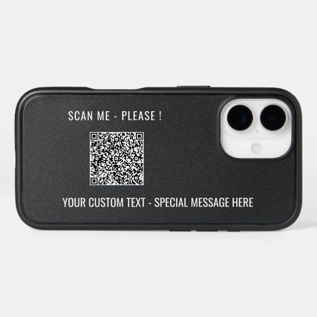 Your QR Code Scan Info and Custom Text iPhone Case (Back Horizontal)