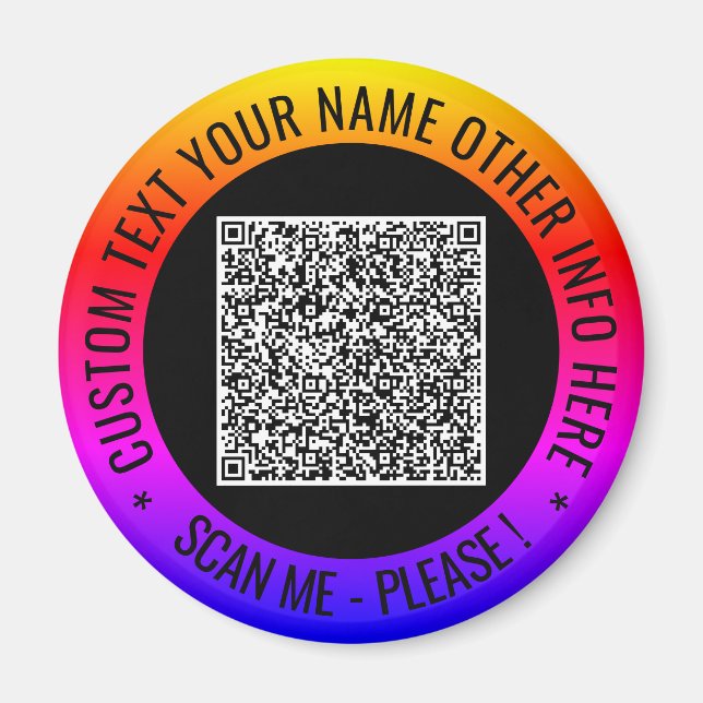 Your QR Code Scan Info and Custom Text Magnet (Front)