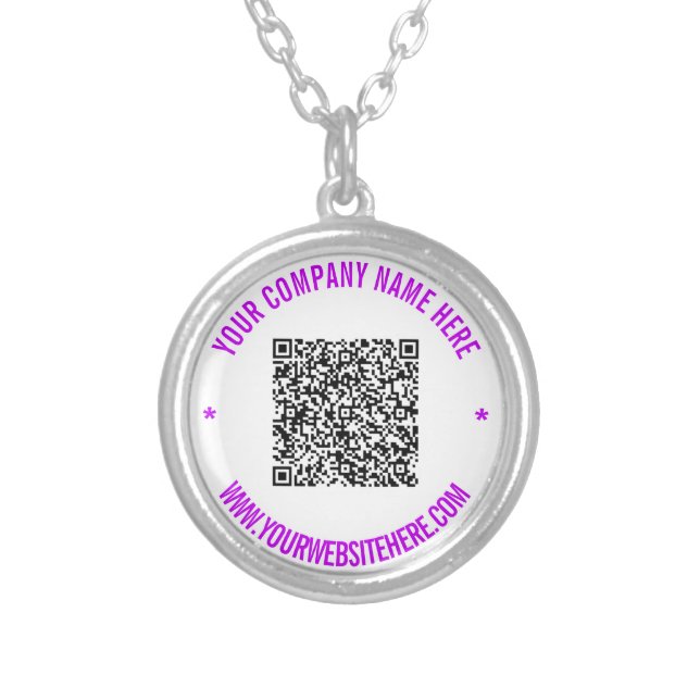 Your QR Code Scan Info and Custom Text Necklace (Front)