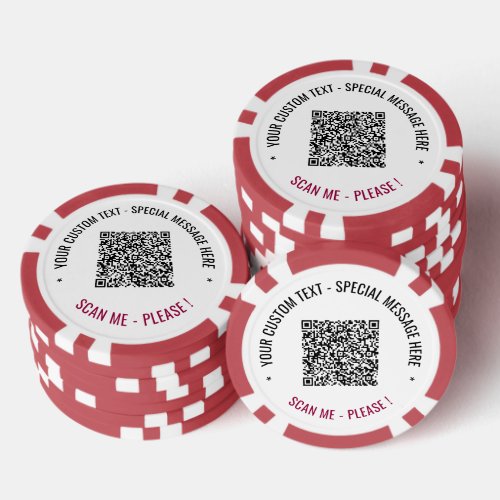 Your QR Code Scan Info and Custom Text Poker Chips