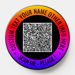 Your QR Code Scan Info and Custom Text PopSocket