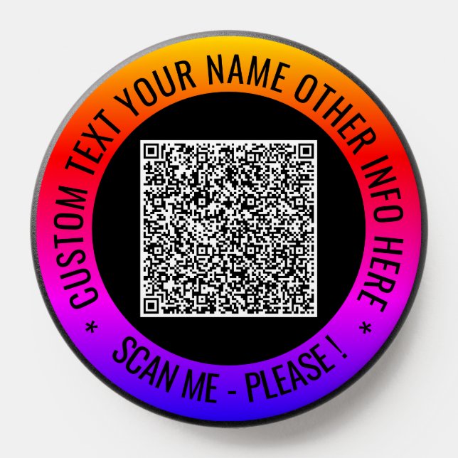 Your QR Code Scan Info and Custom Text PopSocket (Popsocket)