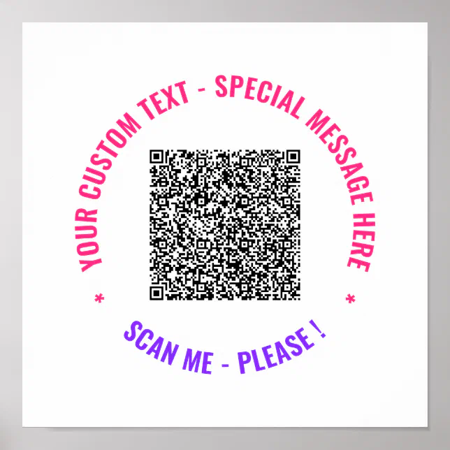 Your QR Code Scan Info and Custom Text Poster | Zazzle