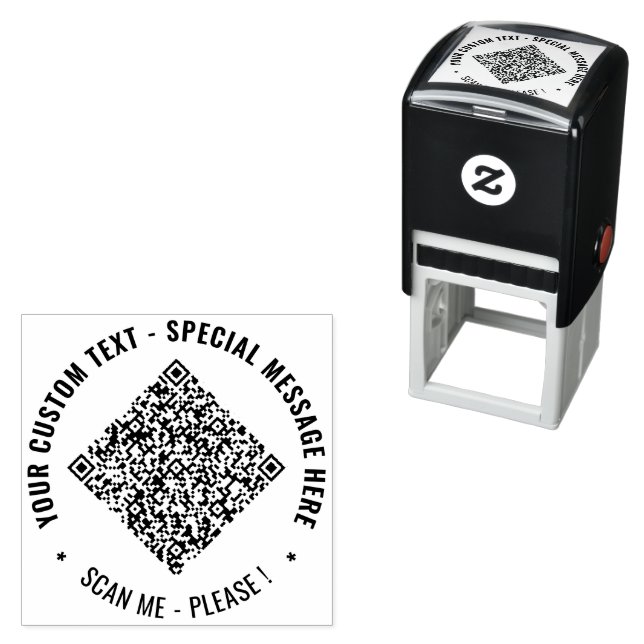 Your QR Code Scan Info and Custom Text Round Stamp (In Situ)