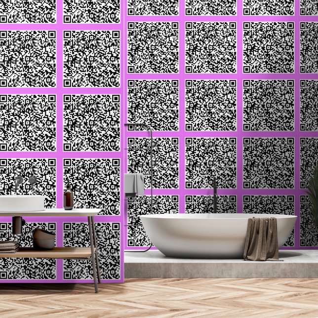 Your QR Code Scan Info Custom Colors Personalized Wallpaper (Bathroom)