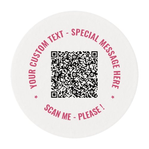 Your QR Code Scan Info Custom Text and Colors Edible Frosting Rounds