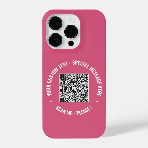 Your QR Code Scan Info Custom Text and Colors iPhone 14 Pro Case