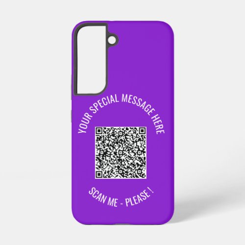 Your QR Code Scan Info Custom Text and Colors Samsung Galaxy S22 Case