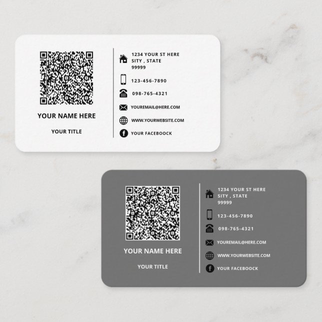 Your QR Code Scan Info Custom Text Business Card (Front/Back)