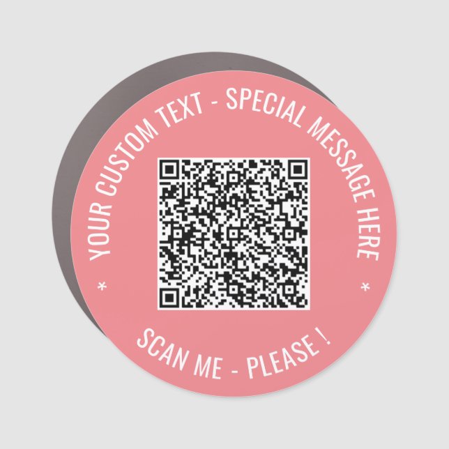 Your QR Code Scan Info Custom Text Car Magnet (Front)