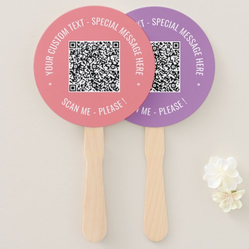 Your QR Code Scan Info Custom Text Colors Hand Fan