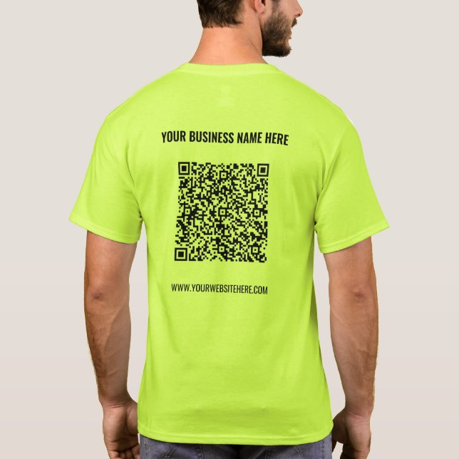 Your QR Code Scan Info Custom Text Company T-Shirt (Back)