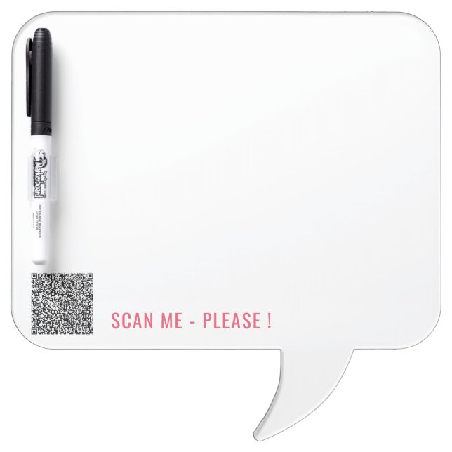 Your QR Code Scan Info Custom Text Dry Erase Board (Front)