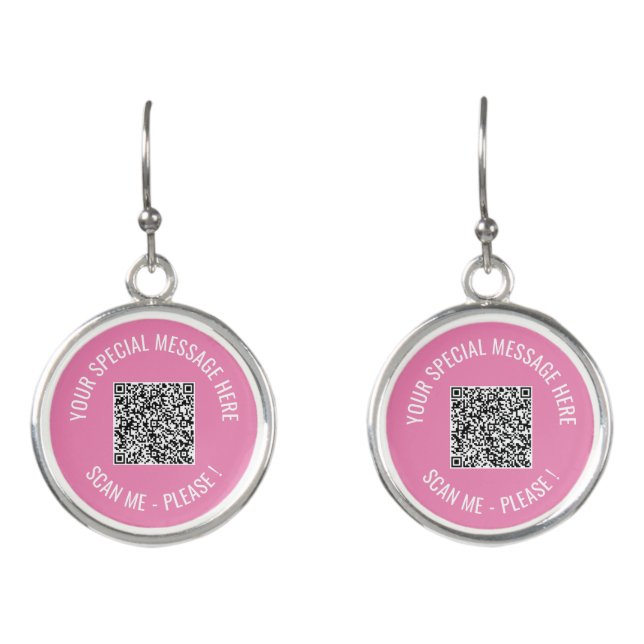 Your QR Code Scan Info Custom Text Earrings Gifts (Front)