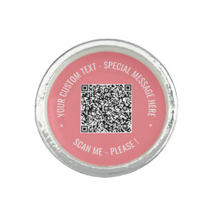 Your QR Code Scan Info Custom Text Funny Ring Gift
