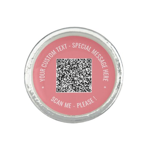 Your QR Code Scan Info Custom Text Funny Ring Gift