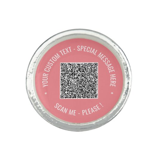 Your QR Code Scan Info Custom Text Funny Ring Gift (Front)