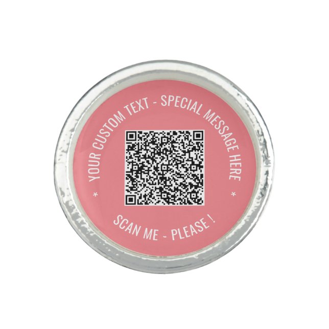 Your QR Code Scan Info Custom Text Funny Ring Gift (Front)